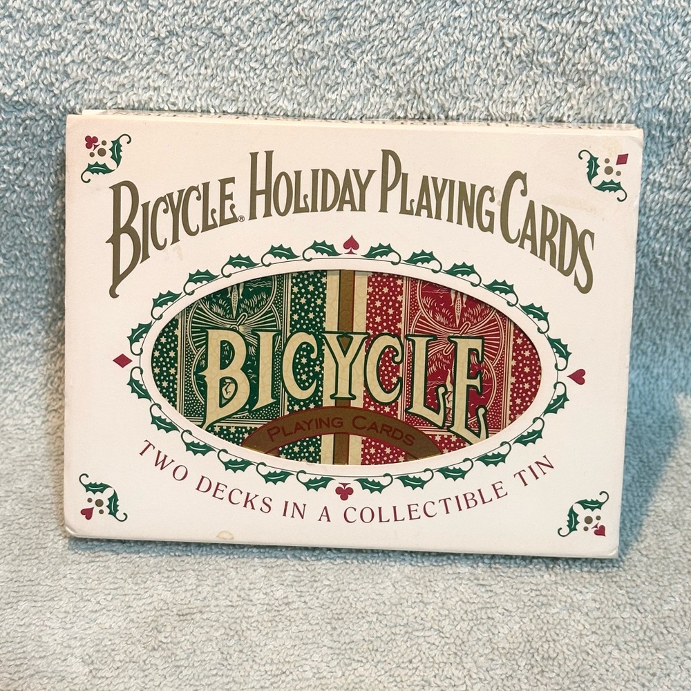 NEW Bicycle Holiday Playing Cards 2 Decks in Collector Tin 1990s